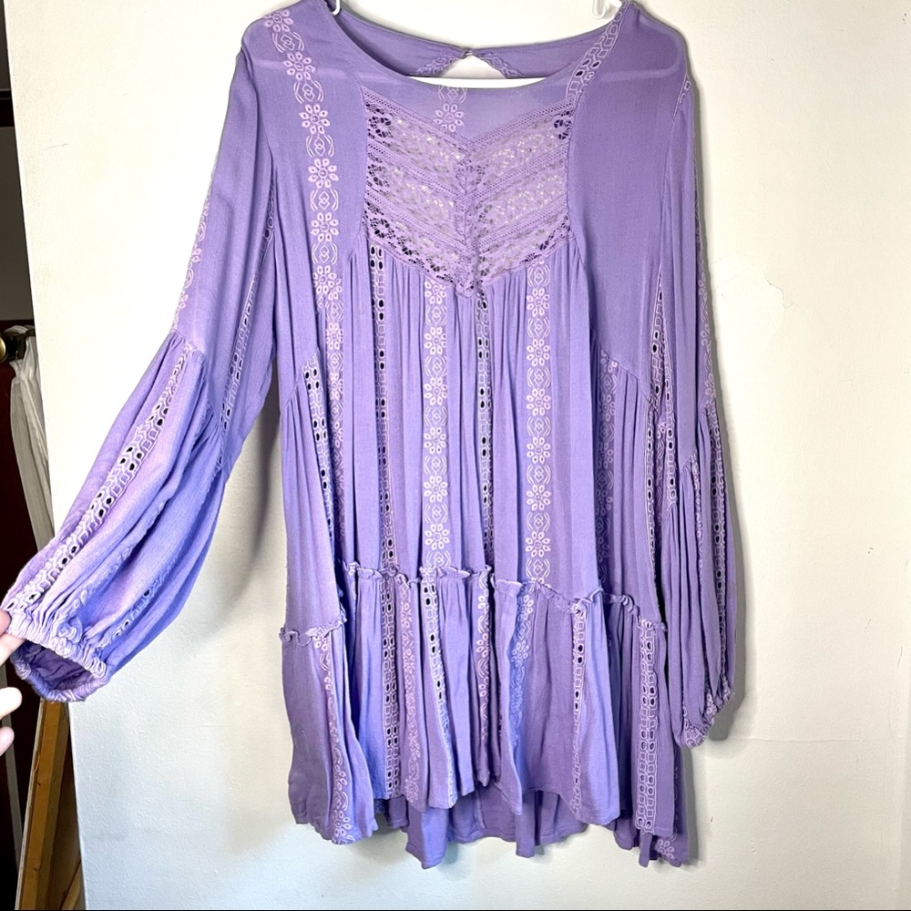 Free People kiss kiss tunic mini dress eyelet lace